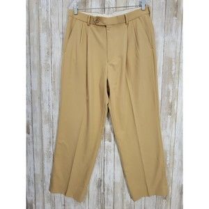 Paul Fredrick Mens Pleated Front Khaki Trousers Sz 35
